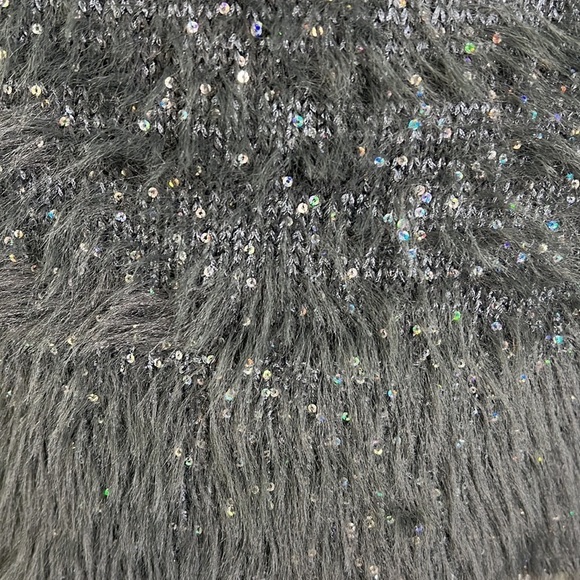 Zara - NWT Sequin Fuzzy Knit Gray Long Sleeve Sweater Size Small - Picture 6 of 12